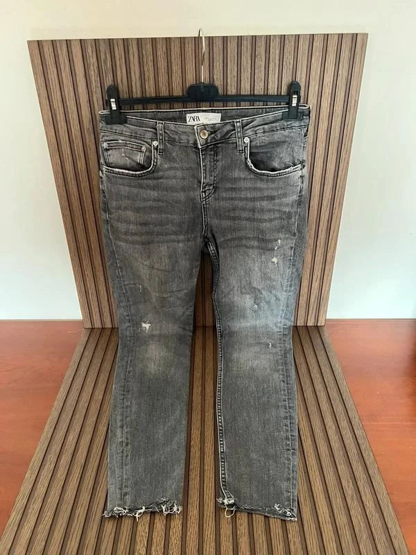 Calças de Ganga Cinzentas Slim/Skinny Zara